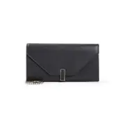 [Valextra] Valextra-Black On Chain Calf Leather Wallet-Donna OS OS