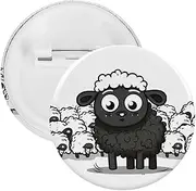 [YTLKGFP] Buttons Badge 5 Pcs Cartoon Black White Sheep Printed Button Pins Decorations Tinplate Round Badge for Clothes Bags Hats Jeans And More, 2.3 inch, plastic tinplate, no gemstone