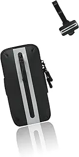Universal Fit Running Armband for iPhone & More, Padded & Secure Workout Phone Holder, Reflective Straps, Key & Card Pocket Black