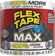 Flex Tape Max Strong Rubberized Waterproof Tape, White, 10.2 cm x 7.6 Metre Size