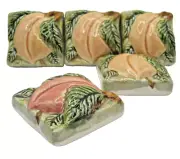 Set of 5 Peach Fruit Bas Relief 2" Square Decorative Wall Accent Tiles