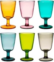 H&H Saturno 832291 Set of 6 Glasses, Glass, Assorted, 28 cl
