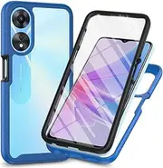 [JIAFEI] Case for Oppo A78 5G / Oppo A58 5G, [with Built-in Screen Protector] 360° All-Round Protection TPU Robust Bumper Case Outdoor Mobile Phone Case - Blue