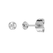 Bevilles Bezel Stud Earrings with 1/5ct of Laboratory Grown Diamonds in Sterling Silver and Platinum