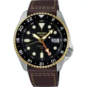 Seiko 5 Sports SSK036K1 Automatic GMT Leather Black Dial Watch