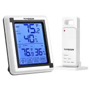 VIVOSUN Indoor Outdoor Thermometer Wireless Digital Hygrometer black