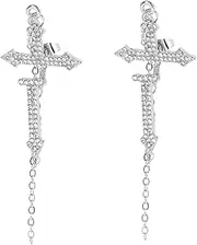 [VERDANVERSE] 1 Pair Retro Unisex Ear Studs Stylish Rhinestone Inlaid Cross Earrings for Men and Women Durable Jewelry for Everyday Wear and Special Occasions