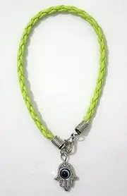 [Round Designs] Green String Lucky Hamsa Hand Kabbalah Bracelet For Luck And Evil Eye Protection