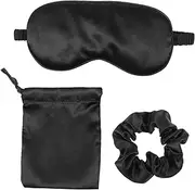 BAZEITFLOW 3Pcs Silk Eye Mask Sleeping Mask with Hair Ring and Storage Bag Travel Friendly Design for Complete Comfort and Light Blocking for Relaxation and