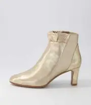 New Django & Juliette Taysie Old Gold Scratch Leather Ankle Boots Womens Shoes