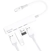Bonelk Long-Life USB-C to 4 Port USB 3.0 Slim Hub (White)