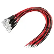 15 Pcs 5mm Pre-Wired Diffused LED Diodes Light, for DIY (White, 20mA, DC9-12V)