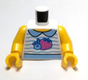 Lego - Minifigure Torso - Female, Sleeveless, Blue, Berry Pattern, Collar