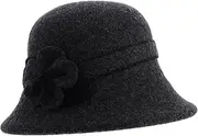 [Healeved] Soft Cashmere Hat for Women Fashion Flat-Edge Cap Stylish Girl's Hat Decor Suitable for Occasions Dark Grey