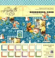 Graphic 45 Children's Hour Calendar Month Blank 8" Cardstock Pad 24 sheets