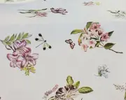 Textured Printed Fabric Tablecloth 60x84"Oval,BUTTERFLIES & FLOWERS,CALISTA,BM
