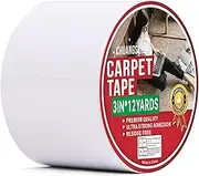 CHUANGSEED Carpet Tape Double Sided,White Rug Tape for Tile Area Rugs Hardwood Floors,Strong Sticky Tape,Removable,No Residue 3inchesx12yards