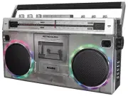 ION Audio Boombox w/ Bluetooth Cassette AM/FM Radio & Multi Colored LED Lights