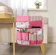 luckyjoyreal Armchair Caddy for Couch Remote Control Holder Non-slip Sofa Armset Organizer Caddy Storage for Recliner Couch 5 Pocket for Cell Phone Magazine 35"x13" Pink Vintage 1 Piece