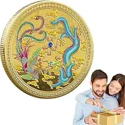 Chinese 2024 - Chinese Dragon and Phoenix Fortune | Chinese New Year Commemorative Coin, Dragon Pattern Collection Coin Ancient Mythical Creatures