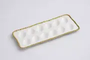 Deviled Egg Tray, 14.5 X 6.3 Inch, Titanium-Plated Porcelain, Gold/White