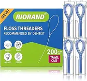 RioRand Floss Threaders, Essential Tool for Maintaining Oral Health with Braces, Bridges, and Implants 200 Count (Pack of 4)