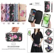 Moto G Stylus/G Power 2020/G Pro 2020 Case TPU+Flower Zipper Leather Phone Bag