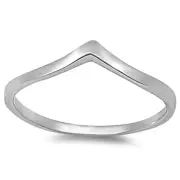 Sterling Silver .925 Women's Fashion V Shape Stackable Ring Band Size 4-10