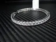 925 STERLING SILVER CUBIC ZIRCONIA ROUND CUT MICRO PAVE WOMENS BANGLE/BRACELET