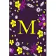 M: Pretty Initial Alphabet Monogram Letter M Ruled Notebook. Cute Floral Design - Personalized Medium Lined Writing Pad,