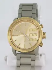 NEW DIESEL DZ5303 GOLD TONE DIAL WOMENS CHRONOGRAPH TITANIUM STEEL WATCH 42MM