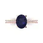 2.71 ct Oval Blue Sapphire Promise Bridal Designer Engagement Ring 14k Rose Gold