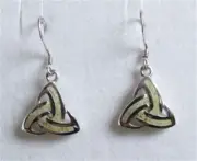 Irish Sterling Silver Connemara Marble Trinity Knot Drop Earrings