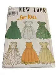 New Look 6821 Sewing Pattern SIze A 2-7 GIrl's Dresses w Bow 6 Styles Uncut
