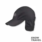 【SNOW TRAVEL】格紋防風遮耳棒球帽(雙層設計 黑色)