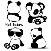 Cute Panda Collection 4 Black 5" Vinyl Decals Car Window Laptop Tablet Notebook