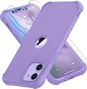 ORETech Designed for iPhone 12 Case and iPhone 12 Pro Case [with 2 x Tempered Glass Screen Protector] [Shockproof Protective] Soft TPU Silicone Phone Case for iPhone 12/12 Pro Case-6.1''Purple