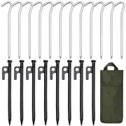 Tent Stakes, 8Pcs Steel Tent Stakes + 12Pcs Aluminum Tent Stakes Kit with3644