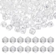12mm Acrylic Cube Faceted Beads, 100 Pcs Diamond Spacer Beads, White