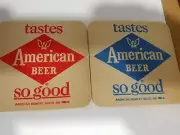 Pair bar coasters-American Beer-Baltimore MD-Tastes So Good-red/blue reversible