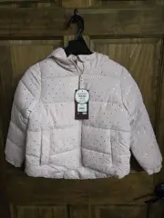 SWISS TECH Girls Pink Puffer Coat, HOODED Size Small 6 6X