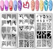 PH PandaHall 3pcs Line Texture Nail Art Stencils, 55 Patterns Flow Line Nail Stamping Plate Wave Texture Nail Art Stencils Nail Image Plates for Nail Design Print Manicure Salon