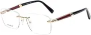Computer Gaming Blue Light Filter,Rimless Wooden Glasses Frame Men Light Weight Optical Eyeglasses Frame spectacles Titanium-Bright_Gold
