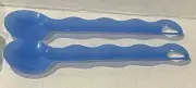Tupperware Blue Impressions Salad Tongs Serving Spoon Set New