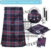 Spirit of Bruce Tartan 8 Yard KILT - Scottish Kilt Sporran 6 PCS Deal for Men's