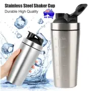 750ML Stainless Steel Protein Blender Shaker Cup Bottle Mixed Water Gym Sport AU