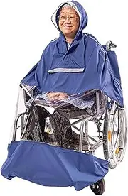 Waterproof Wheelchair Poncho, Hooded Wheelchair Rain Cover, Reusable Lightweight Breathable Wheelchair Raincoat Adult Mobility Rain Cape for Wheelchair & Electric Wheelchair Users Men, Women