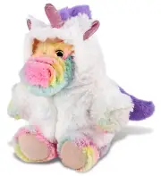 DolliBu Rainbow Sitting Alligator Unicorn Plush Stuffed Toy with Outfit, 9 Inch