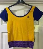 Ladies gold blue zumba sexy back T shirt INSTRUCTOR top dance Size 6 8 10 12 14