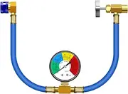 JIFETOR AC Charge Hose with Gauge, Car R134A Refrigerant Recharge Kit, Auto Air Conditioning U Charging Hose Low Pressure Measuring Meter with 1/2 inch Can Tap and R134A Quick Coupler, 100PSI